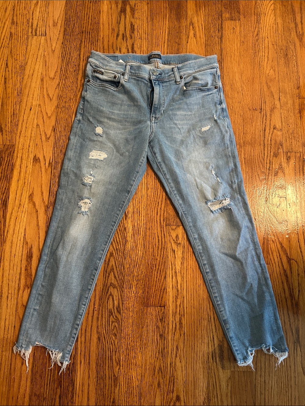Polo by Ralph Lauren Light Blue Cropped Distressed Jeans